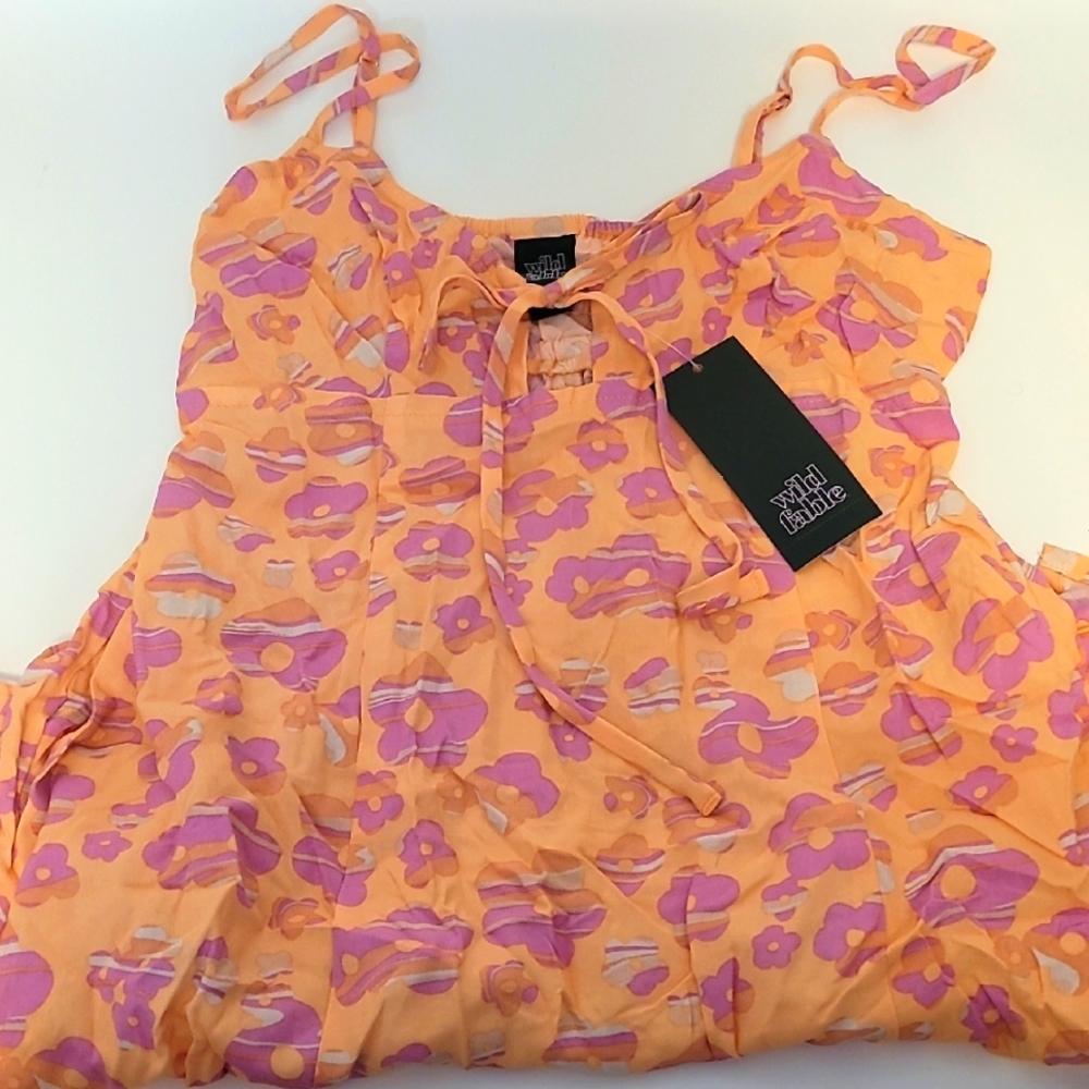 NWT Women's Wild Fable Orange And Pink Floral Mini Sun Dress Size XS